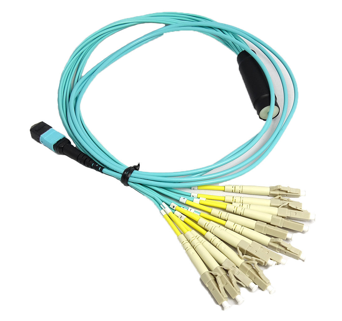 OM3 - 10Gb Multimode (50/125) - 12 Strand - Fiber Optic Cable - MPO to 12xLC