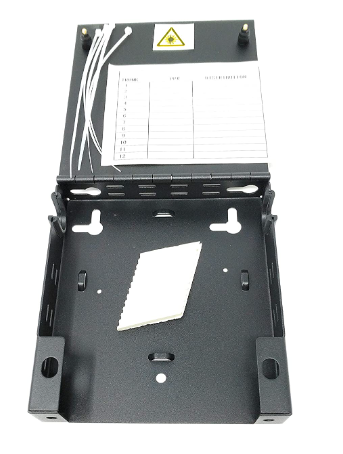 Wall Mount Fiber Enclosure with Splicing Module and Loaded 6 Port LC-APC Singlemode Duplex LGX Panel