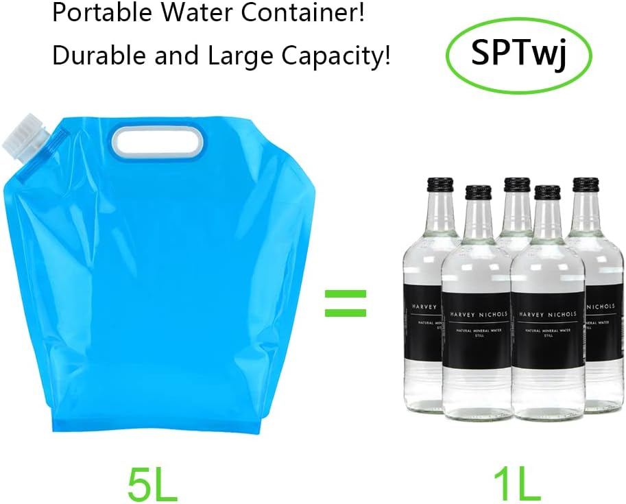 RiteAV - 4 Pack Water Container 5L Outdoor Folding Water Bag Car Water Carrier Container Sport Camping Hiking Picnic Safety Plastic Water Storage Containers Blue