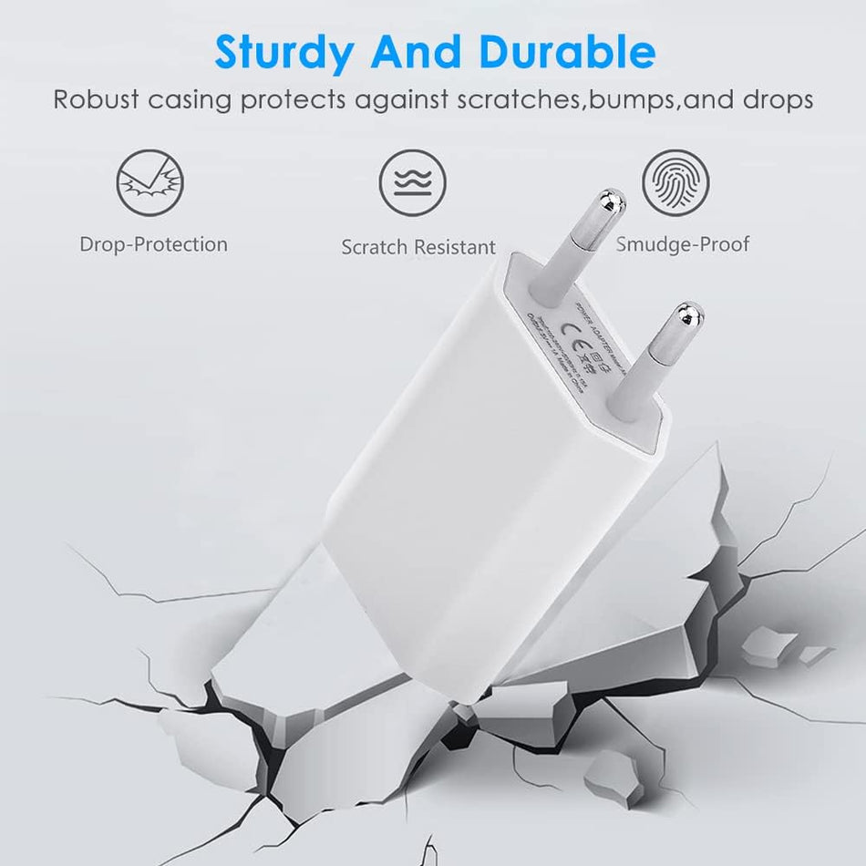 RiteAV - USB-laddare 2-pack USB-strömförsörjning laddningskontakt 5 V-1 A universell kontakt adapter uttag strömadapter strömkontakt laddningskontakt kompatibel för i-Phone 12/13/11/X/8/7, Samsung Galaxy, Huawei, mobiltelefon – vit