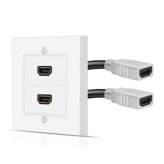 HDMI väggplatta – dubbel (2 portar) HDMI-uttagsuttag dekorativt ansiktsskydd monteringspanel med 4K UHD ARC/eARC