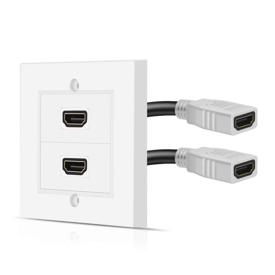 HDMI väggplatta – dubbel (2 portar) HDMI-uttagsuttag dekorativt ansiktsskydd monteringspanel med 4K UHD ARC/eARC