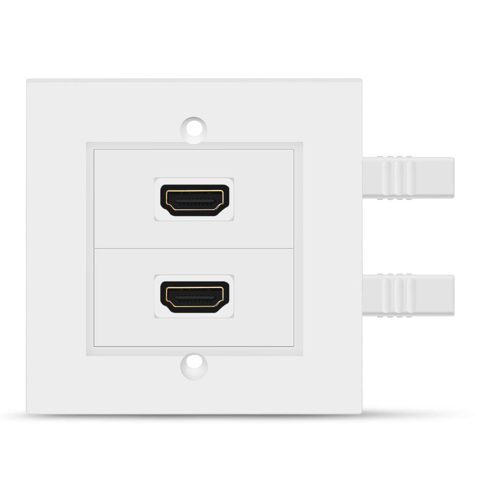 HDMI väggplatta – dubbel (2 portar) HDMI-uttagsuttag dekorativt ansiktsskydd monteringspanel med 4K UHD ARC/eARC