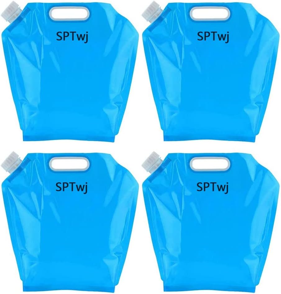 RiteAV - 4 Pack Water Container 5L Outdoor Folding Water Bag Car Water Carrier Container Sport Camping Hiking Picnic Safety Plastic Water Storage Containers Blue