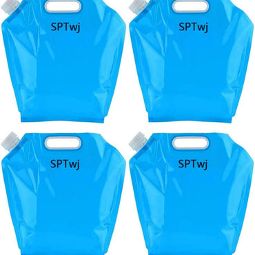 RiteAV - 4 Pack Water Container 5L Outdoor Folding Water Bag Car Water Carrier Container Sport Camping Hiking Picnic Safety Plastic Water Storage Containers Blue
