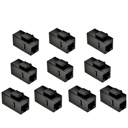 RJ45 koppling CAT6 Keystone Jack F till F rak oskärmad In-Line Cat 6 Ethernet-modul (10 st, svart)