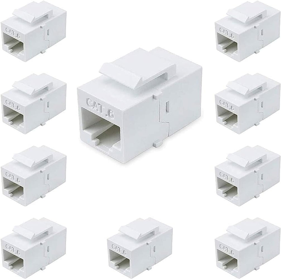 RiteAV - Hona till hona Cat6 Keystone RJ45 Kopplingar, 10-pack, Vit