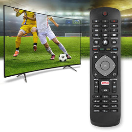 Universalfjärrkontroll för Philips TV med Netflix-knapp, Smart TV, Fjärrkontroll för Philips, LCD-/LED-TV, Kompatibel med många Philips-modeller, 49PUT6101, 50PUT6400, svart