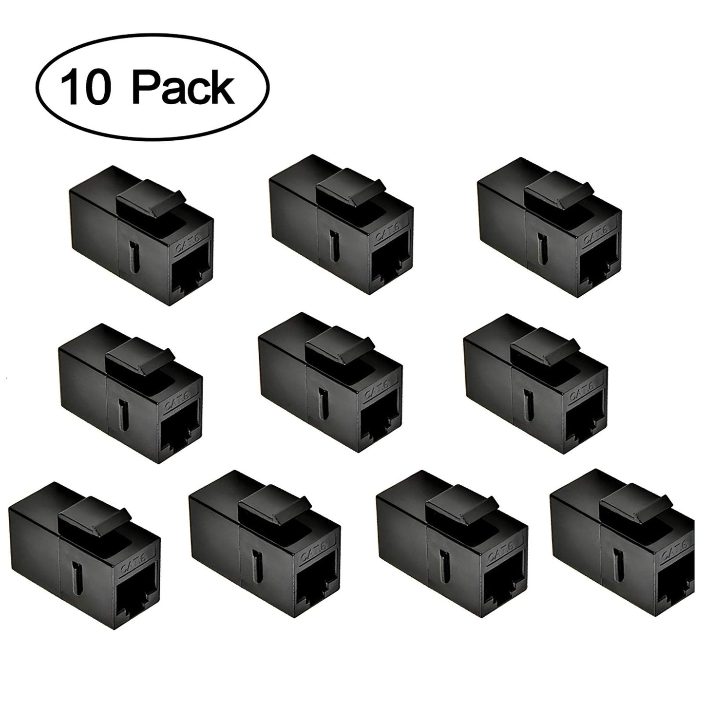 RJ45 koppling CAT6 Keystone Jack F till F rak oskärmad In-Line Cat 6 Ethernet-modul (10 st, svart)