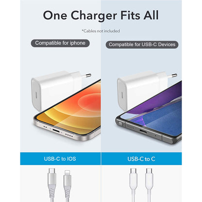 iPhone 14 - 20 W USB C-laddare, USB C, strömförsörjning, PD 3.0 USB C, strömadapter, laddningskontakt, kompatibel med iPhone 14, 13, 12,12 Mini,12 Pro,12 Pro Max, 11, SE 2020, iPad Pro 2020, AirPods pro etc