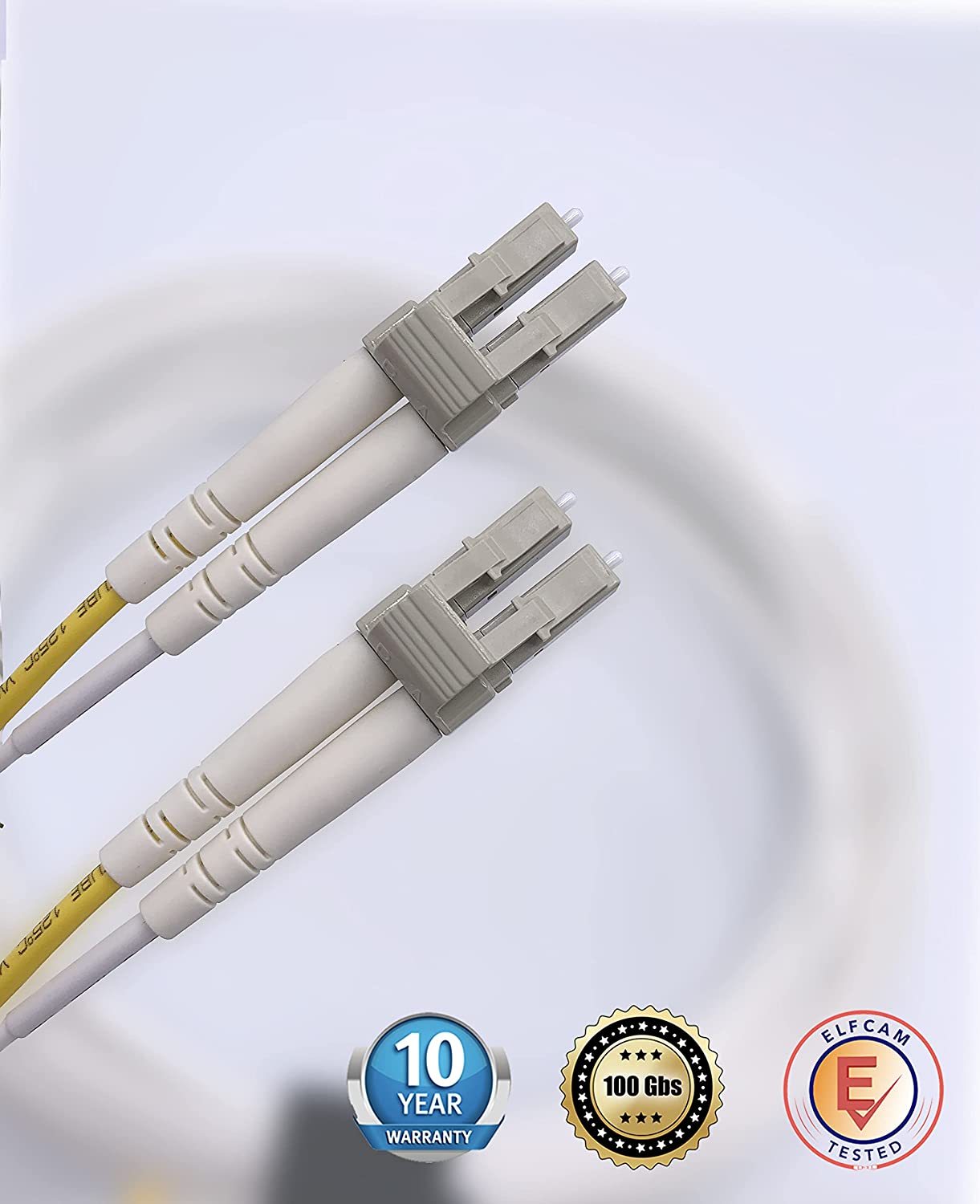 fiberoptisk kabel (optisk strumpeband) LC/UPC till LC/UPC OM3 multimode Duplex 50/125um LSZH, färg vit (35M)