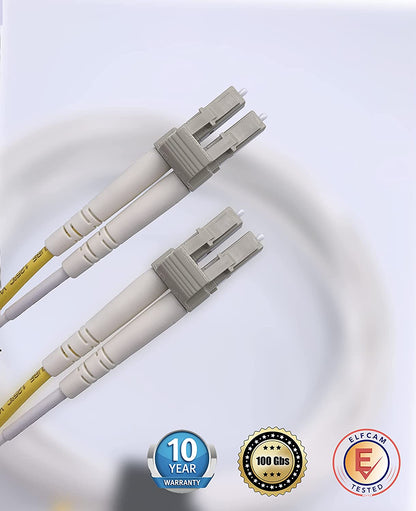 fiberoptisk kabel (optisk strumpeband) LC/UPC till LC/UPC OM3 multimode Duplex 50/125um LSZH, färg vit (35M)