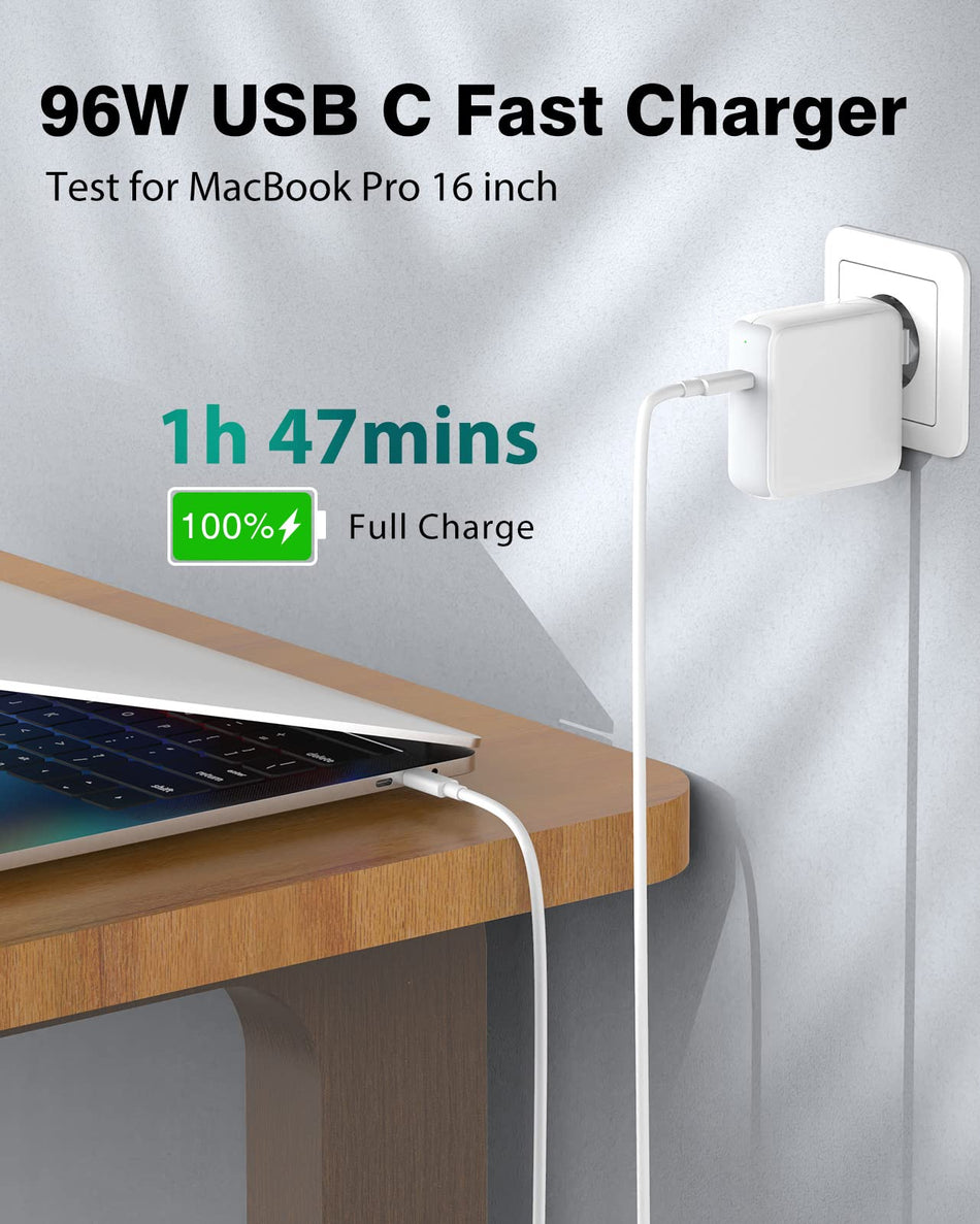 MacBook Pro-laddare, 96W USB C laddare för MacBook Pro 16/15/ 14/13 tum,