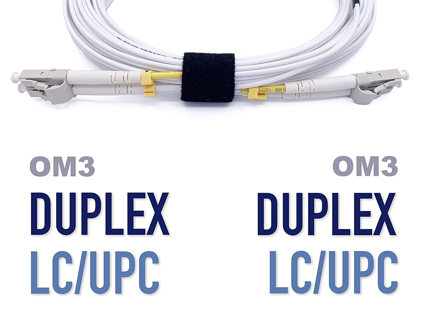 fiberoptisk kabel (optisk strumpeband) LC/UPC till LC/UPC OM3 multimode Duplex 50/125um LSZH, färg vit (35M)