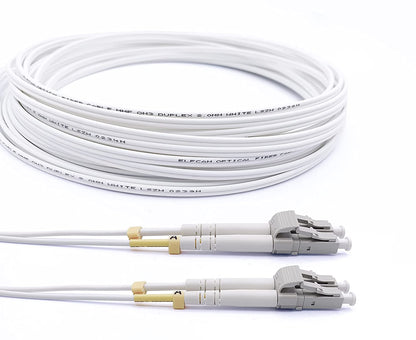 fiberoptisk kabel (optisk strumpeband) LC/UPC till LC/UPC OM3 multimode Duplex 50/125um LSZH, färg vit (35M)