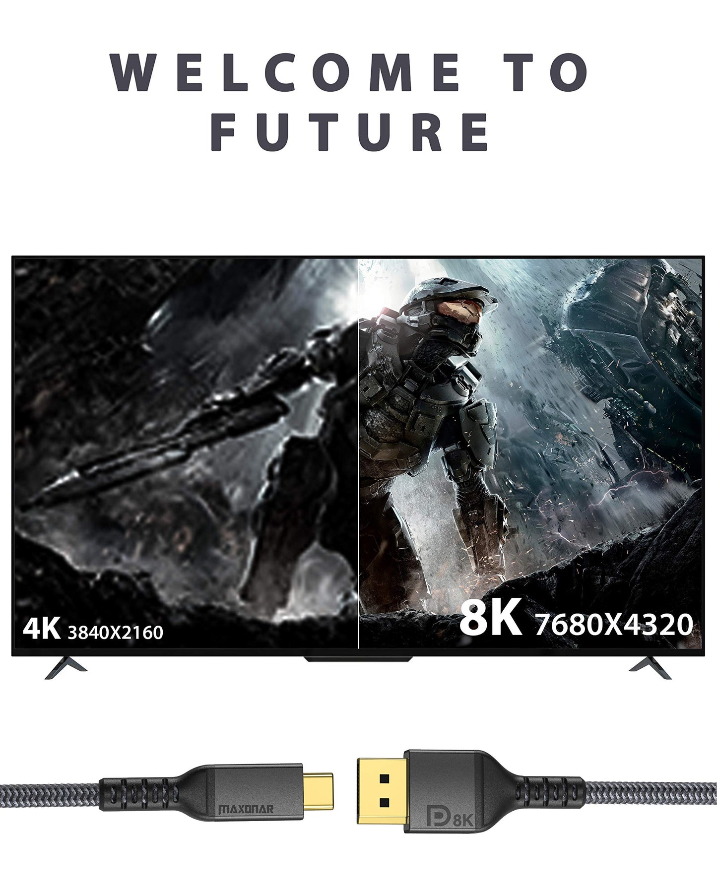 USB C DisplayPort-kabel 8K@60Hz 3M/10Ft