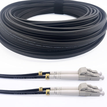 skyddad fiberoptisk kabel i stål för utomhus- och inomhusbruk, LC/UPC till LC/UPC OM3 multimode duplex 50/125μm, svart (10 m)
