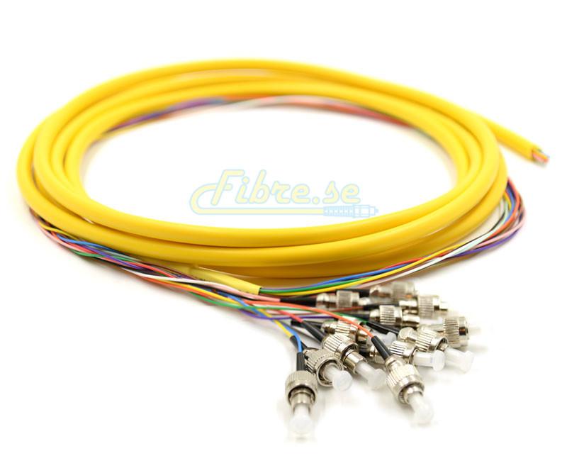 OS2 - Singlemode (9/125) - 12 Strand - Fiber Optic Pigtail - FC/UPC - Riser Jacket