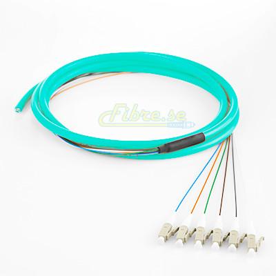 OM3 - 10G Multimode (50/125) - 6 Strand - Fiber Optic Pigtail - LC/UPC - Riser Jacket
