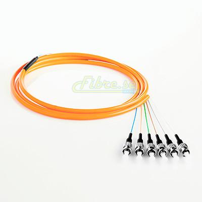 OM2 - Multimode (50/125) - 6 Strand - Fiber Optic Pigtail - ST/UPC - Riser Jacket