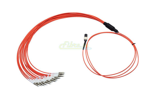 12 Strand, OM1 - 62.5/125um Multimode , MPO-LC Fiber Optic Harness Cable,  LSZH Jacket