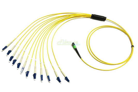 12 Strand, OS2 - 9/125um Singlemode , MPO-LC Fiber Optic Harness Cable,  LSZH Jacket