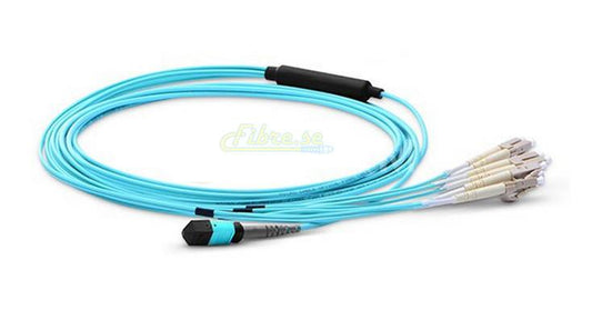 8 Strand, OM3 - 10G 50/125um Multimode , MPO-LC Fiber Optic Harness Cable,  LSZH Jacket